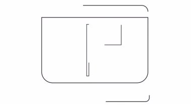 Bir monitör dikdörtgen ekran yuvarlak kenarlı ve yatay tabanlı basit bir bayrak gösterir