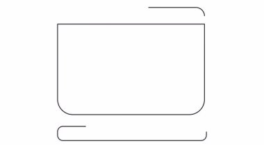 Basit bir satırda çizilmiş eğri bir ayakta kalem simgesini gösteren bir monitör