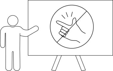 Çubuk şekli, onaylamadığını ya da yasaklandığını gösteren işaretli beyaz tahtaya işaret ediyor.