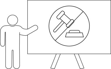 Sunucu beyaz tahtaya açık artırma yasağı işareti gösteriyor