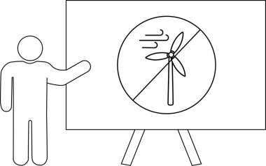 Rüzgâr türbini bir sehpanın üzerine çizilmiş işaretlere doğru hareket eder.