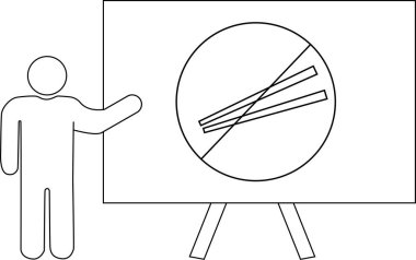 Beyaz tahtaya daireler çizerek işaret et ve bir çizgi üzerinde 3 çizgi çiz