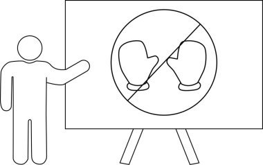 Eldivenleri çizilmiş bir işareti işaret ederek yasaklandıklarını gösterir.