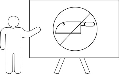 Üzerinde satır sembolü olmayan bir tahta sunan bir kişi.