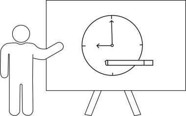 Çubuk rakam, saat göstergesi 900 olan tahta sunar