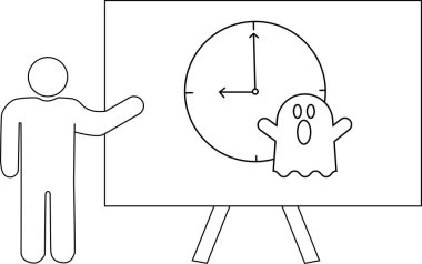 Çubuk şekilli tahta üzerinde hayalet çizimi olan tahta sunar.