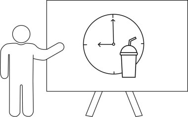 Tahtada saat 900 ve fincanda saman var.