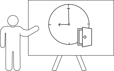 Çubuk şekli, kapısı sadeleştirilmiş grafikli bir saat gösterir