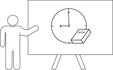 Tahtada duran saat defterini gösteren çubuk şekli