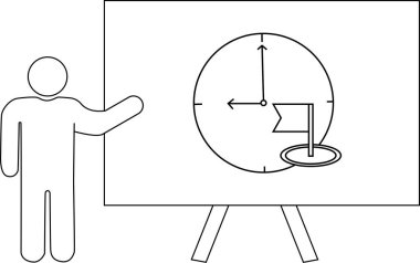 Zaman yönetimi ve hedef belirleme üzerine sunum yapan bir kişinin canlandırması
