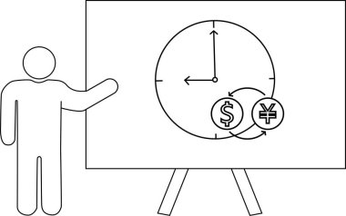 Bir kişi sehpada zaman dolar yenini sunar