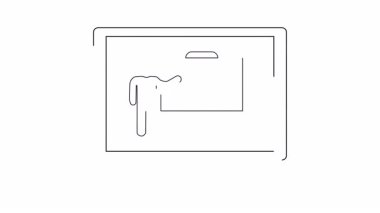 Basit bir dizayn üzerinde tahtayı gösteren bir dizüstü bilgisayar çubuk figürü gösterir