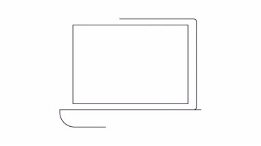 Dizüstü bilgisayar ekranında kutu teslim eden bir çöp adam.