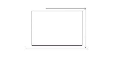 Bir dizüstü bilgisayar ekranı basit siyah ve beyaz çizgilerle özetlenmiş bir belge gösterir