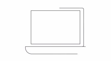 Ekranında para çantası sembolü olan bir dizüstü bilgisayarın siyah beyaz çizgisi