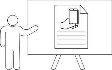 Yapıştırma şekli, elinde metin olan bir telefonu gösteren bir sunum panosuna işaret ediyor