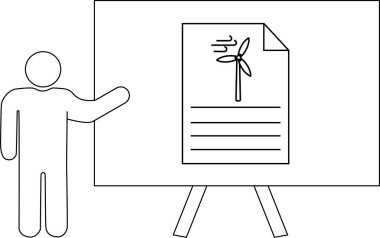 Çubuk şekli rüzgar enerjisi belgesini rüzgar türbini grafiği ve metniyle sunar