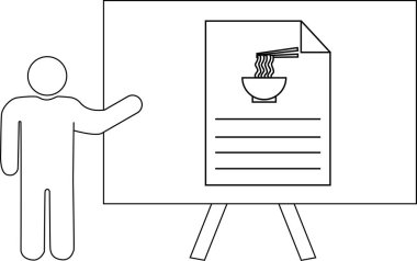 Çubuk adam grafiği erişte kasesi ikonu ile sunar