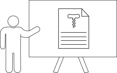 Tirbuşon belgesini beyaz arkaplanda sunan adam