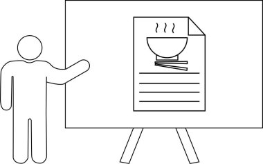 Tabaktaki ramen şehriyelerini sehpanın üstünde yazılı olarak gösteren bir tablo.