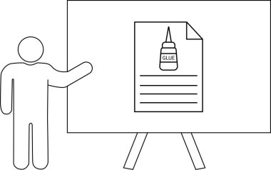 Tahtaya yapıştırıcı şişesini gösteren bir kağıt parçası konur.