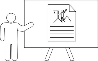 Sunucu, dağda bayrak ve metin satırları olan birini gösteren bir tabloya işaret ediyor.