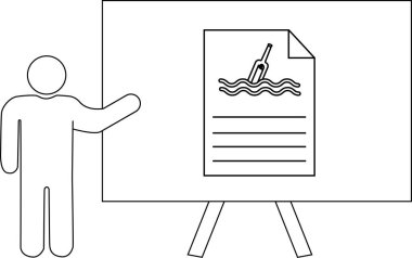 Bir çizim, bir sehpanın üstündeki beyaz tahtada bir şişe illüstrasyonunda bir mesaj sunan bir figür gösterir.