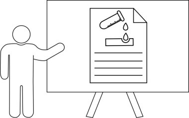 Bir şekil, test tüpü damlayan sıvı çizgileri ve bir kareyi gösteren bir grafik sunar.