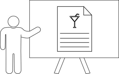 İçkili ve yatay çizgileri olan bir belgeyi gösteren bir figür