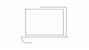 Ekranda güç simgesi olan bir dizüstü bilgisayarın çizgi çizimi