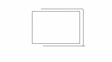 Bir dizüstü bilgisayar, beyaz arkaplana karşı basit bir çizgi çiziminde zigzag çizen bir ok gösterir