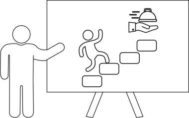 Yapışkan figür yemek için adımlar hakkında bir sunum veriyor