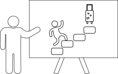 Bagaj tahtasına bakan bir çöp adam bagaja doğru tırmanan birini gösteriyor.