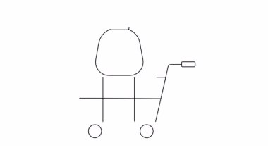 Çizgi sanatı, üzerinde dolar işareti olan bir para çantası taşıyan bir alışveriş arabasını tasvir ediyor.