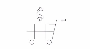 Çizgi, üzerinde bir dolar olan bir alışveriş arabasını gösteriyor.