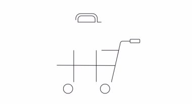 Beyaz arka planda izole edilmiş ilk yardım çantası olan bir alışveriş arabası.