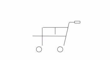 Çizgili bir alışveriş arabası yuvarlak bir kare prizin altındadır ve iki dairesel kesikleri vardır.