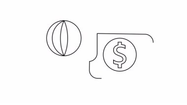 İki konuşma balonu, içinde bir küre ve içinde bir dolar işareti var.