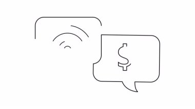 Birinde kablosuz internet sinyali, diğerinde ise beyaz arka planda dolar işareti olan iki konuşma kabarcığı.