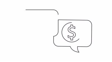 İki konuşma balonu, biri etiketli, diğeri de çemberin içinde dolar işareti olan.