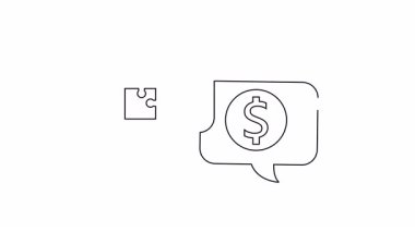 İki konuşma balonu biri bulmacalı, diğeri dolar işareti.