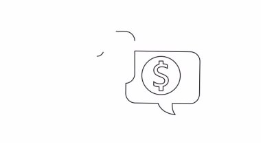 İki konuşma baloncuğu. Biri insan simgesi, diğeri dolar işareti.