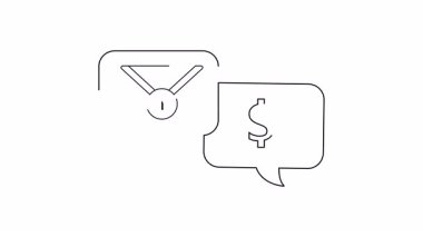 İki konuşma balonu, biri madalyayla, diğeri bir dolar işaretiyle.