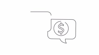 İki konuşma baloncuğu. Biri başparmak yukarı, diğeri dolar işareti. Basit çizgi çizimi.
