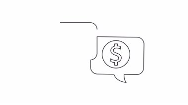 Birinde belge simgesi, diğerinde de beyaz arka planda dolar işareti olan iki sohbet balonu.