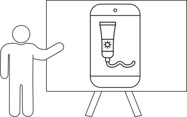 Üzerinde sembol olan bir tüp ve sıkıştırılmış bir madde olan bir tahta sunumu