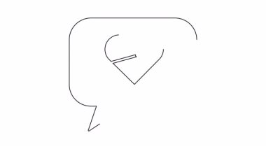 Konuşma baloncuğunun içindeki okla delinmiş bir kalbin çizgi çizimi