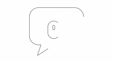 Beyaz arkaplanda bir konuşma baloncuğunun içindeki bir bilgisayar faresinin siyah çizgisi