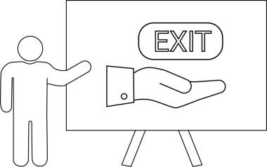 Çubuk şekli açık el grafiğinin üzerindeki EXIT tablosuna işaret ediyor