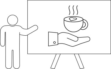 Sunum, kalp tasarımı ile sıcak kahve sunulduğunu gösteriyor.